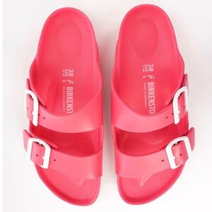 Birkenstock Arizona EVA Womens 39 US 8-8.5 Bright Pink Big Buckle Rubber Sandals